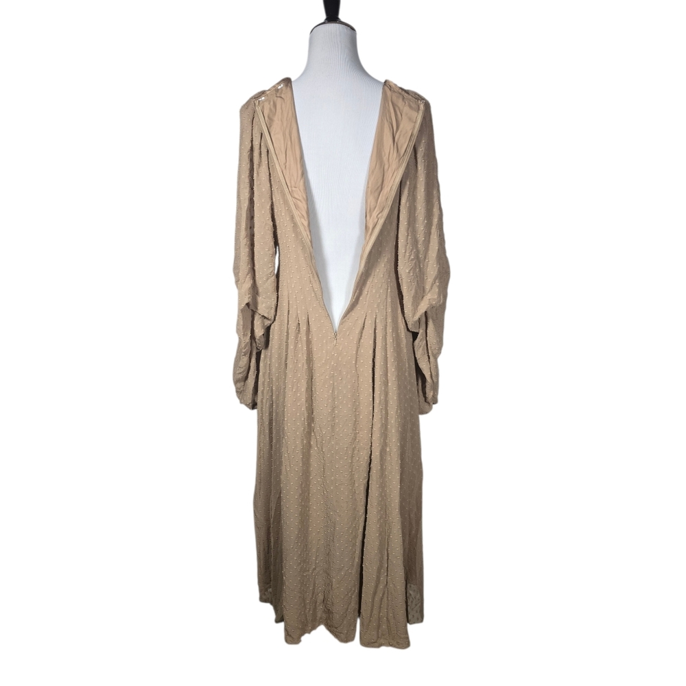 AZUL by Moussy* 2 Long Puff Sleeve V-Neck Maxi Dress Textured Dotted Fabric AsIs - Picture 6 of 9